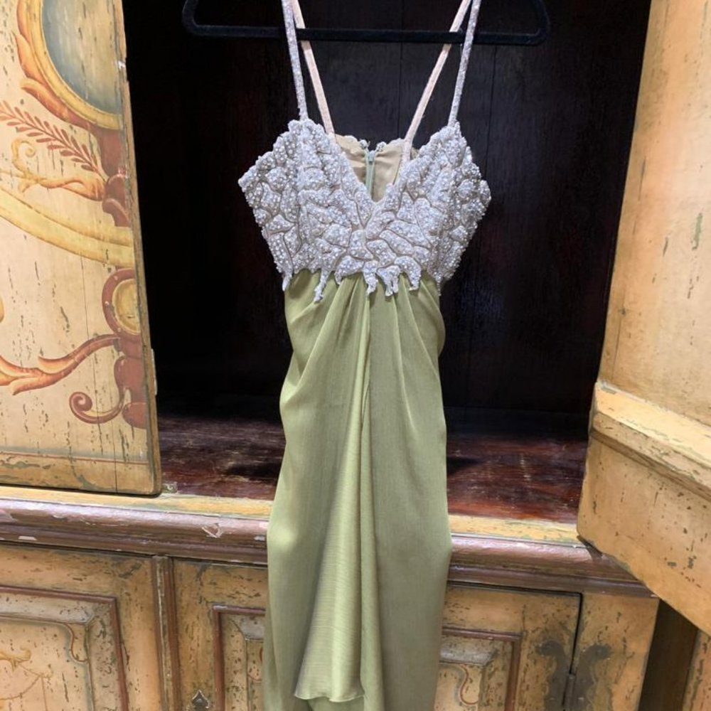 Rose Taft crystal bustier fringe silk stunning one of a kind worth over $2,000